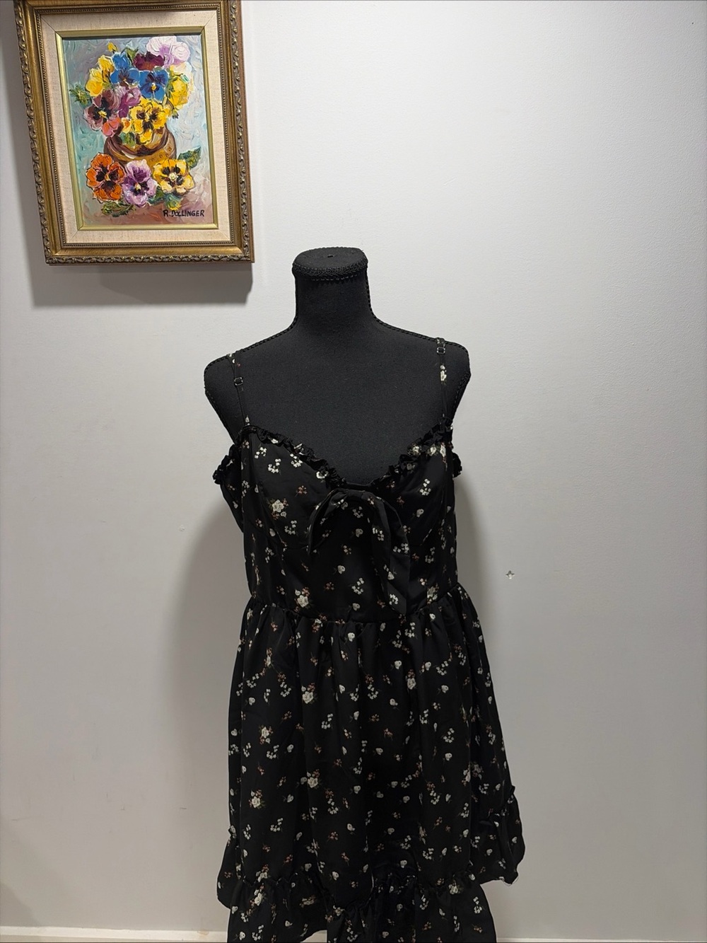 Lulus Dress Dark Romantic Floral Babydoll Coquette Grunge XL 90s